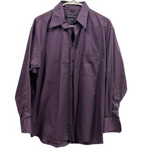 Kenneth Cole New York Long Sleeve Button Up Purple Dress Shirt Mens 15.5 Neck